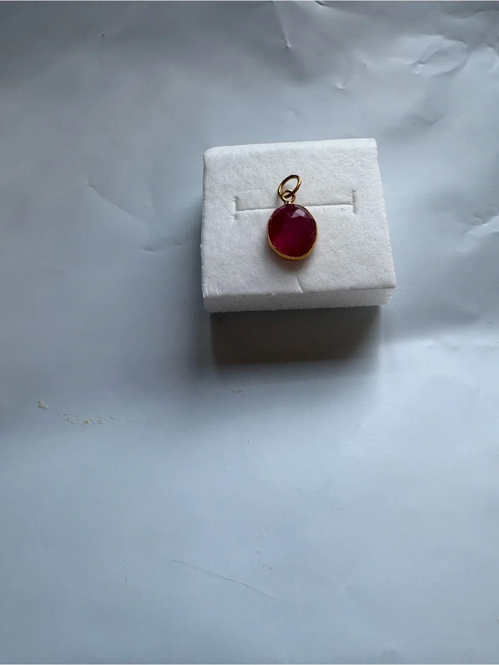 18k gold Ruby Pendant Charm with Gold bail